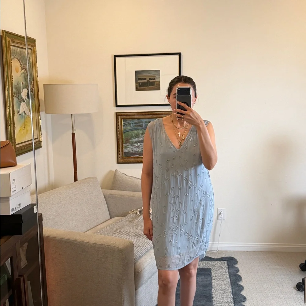 Chan Luu Light Blue Sleeveless Shift Dress - Picture 1 of 5